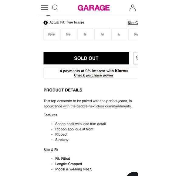 Garage White Ribbed Long Sleeve Scoop Neck Top Stretchy Size XS - Picture 8 of 8